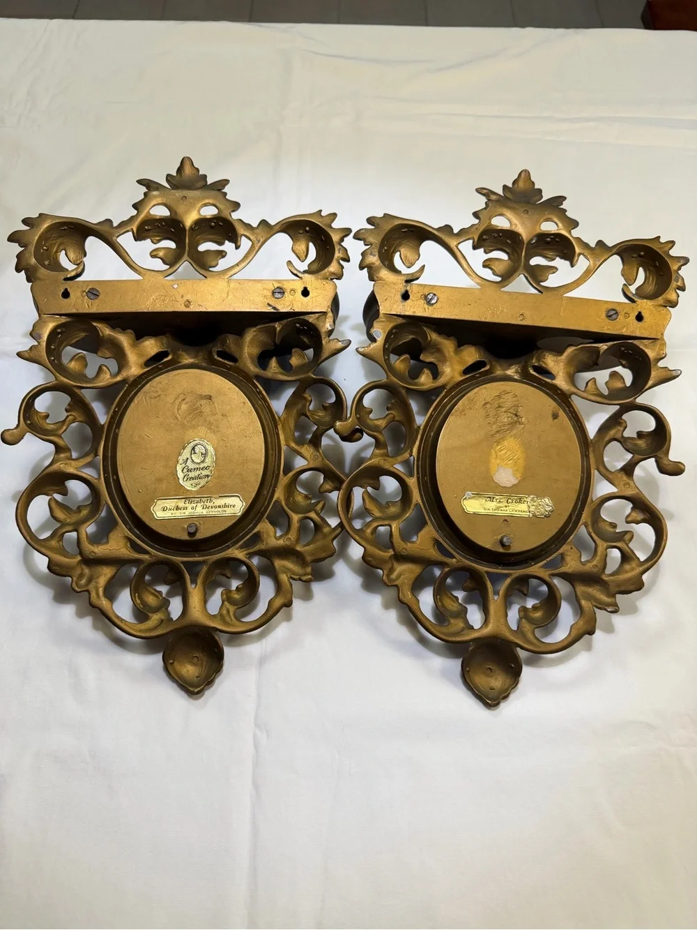 Pair of Cameo Creations Wall Shelf Sconces Victorian Hollywood Regency Gilded